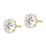 Round CZ Post Earrings - 14k Yellow Gold / Round / 9 mm