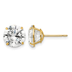Round CZ Post Earrings - 14k Yellow Gold / Round / 9 mm