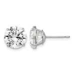 Round CZ Post Earrings - 14k White Gold / Round / 9 mm