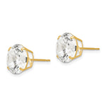 Round CZ Post Earrings - 14k Yellow Gold / Round / 10 mm
