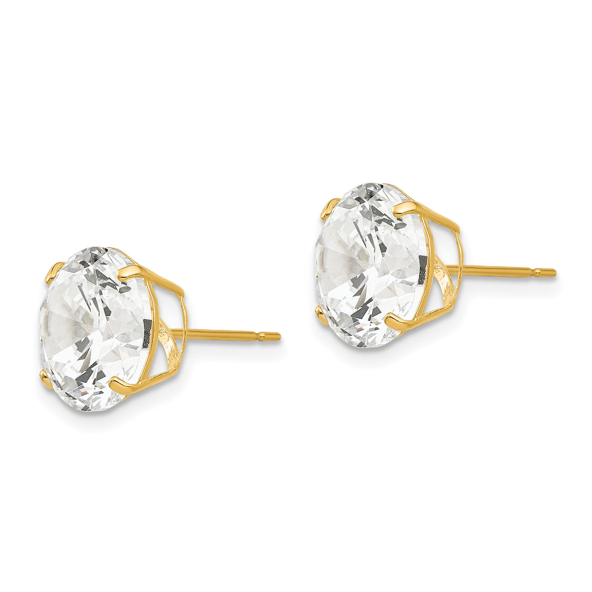 Round CZ Post Earrings - 14k Yellow Gold / Round / 10 mm