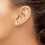 Round CZ Post Earrings - 14k Yellow Gold / Round / 10 mm