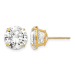 Round CZ Post Earrings - 14k Yellow Gold / Round / 10 mm