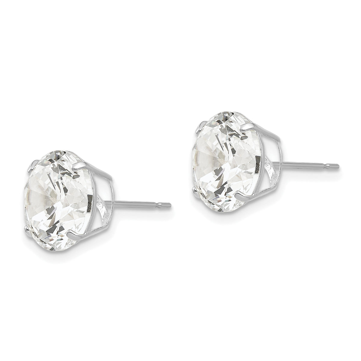 Round CZ Post Earrings - 14k White Gold / Round / 10 mm