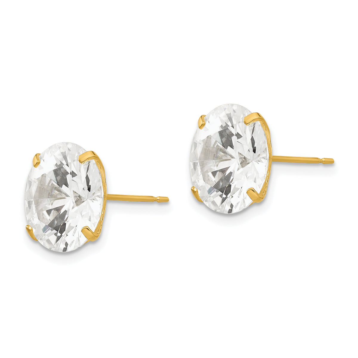 Round CZ Post Earrings - 14k Yellow Gold / Round / 11 mm