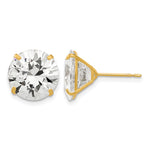 Round CZ Post Earrings - 14k Yellow Gold / Round / 11 mm