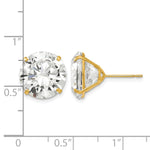 Round CZ Post Earrings - 14k Yellow Gold / Round / 12 mm
