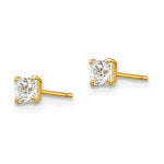 Round CZ Post Earrings - 14k Yellow Gold / Square / 3 mm