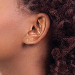 Round CZ Post Earrings - 14k Yellow Gold / Square / 3 mm