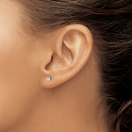 Round CZ Post Earrings - 14k White Gold / Square / 3 mm