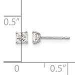 Round CZ Post Earrings - 14k White Gold / Square / 3 mm