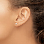 Round CZ Post Earrings - 14k Yellow Gold / Square / 4 mm