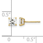 Round CZ Post Earrings - 14k Yellow Gold / Square / 4 mm