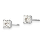 Round CZ Post Earrings - 14k White Gold / Square / 4 mm