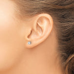 Round CZ Post Earrings - 14k White Gold / Square / 4 mm