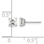 Round CZ Post Earrings - 14k White Gold / Square / 4 mm