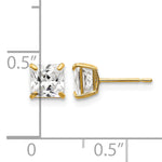 Round CZ Post Earrings - 14k Yellow Gold / Square / 5 mm