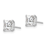 Round CZ Post Earrings - 14k White Gold / Square / 5 mm