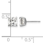 Round CZ Post Earrings - 14k White Gold / Square / 5 mm