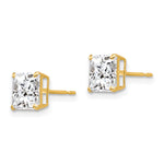 Round CZ Post Earrings - 14k Yellow Gold / Square / 6 mm