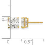 Round CZ Post Earrings - 14k Yellow Gold / Square / 6 mm