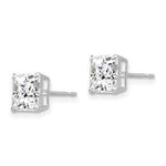 Round CZ Post Earrings - 14k White Gold / Square / 6 mm