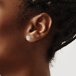 Round CZ Post Earrings - 14k White Gold / Square / 6 mm