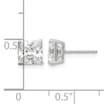 Round CZ Post Earrings - 14k White Gold / Square / 6 mm