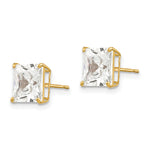 Round CZ Post Earrings - 14k Yellow Gold / Square / 7 mm