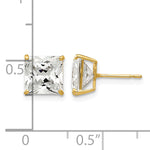 Round CZ Post Earrings - 14k Yellow Gold / Square / 7 mm
