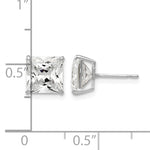 Round CZ Post Earrings - 14k White Gold / Square / 7 mm