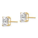 Round CZ Post Earrings - 14k Yellow Gold / Square / 8 mm