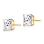 Round CZ Post Earrings - 14k Yellow Gold / Square / 9 mm