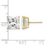 Round CZ Post Earrings - 14k Yellow Gold / Square / 9 mm