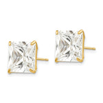 Round CZ Post Earrings - 14k Yellow Gold / Square / 10 mm