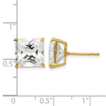Round CZ Post Earrings - 14k Yellow Gold / Square / 10 mm