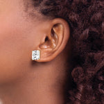 Round CZ Post Earrings - 14k Yellow Gold / Square / 11 mm