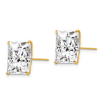 Round CZ Post Earrings - 14k Yellow Gold / Square / 12 mm