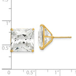 Round CZ Post Earrings - 14k Yellow Gold / Square / 12 mm