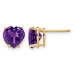 14k Heart Gemstone earring - 14k Yellow Gold / Amethyst / 8 mm