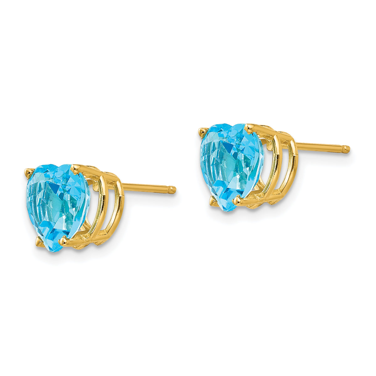 14k Heart Gemstone earring - 14k Yellow Gold / Topaz (Swiss Blue) / 8 mm