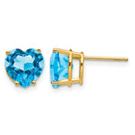 14k Heart Gemstone earring - 14k Yellow Gold / Topaz (Swiss Blue) / 8 mm