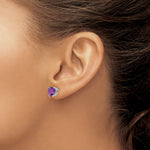 14k Heart Gemstone earring - 14k White Gold / Amethyst / 8 mm