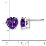 14k Heart Gemstone earring - 14k White Gold / Amethyst / 8 mm