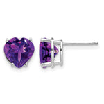 14k Heart Gemstone earring - 14k White Gold / Amethyst / 8 mm