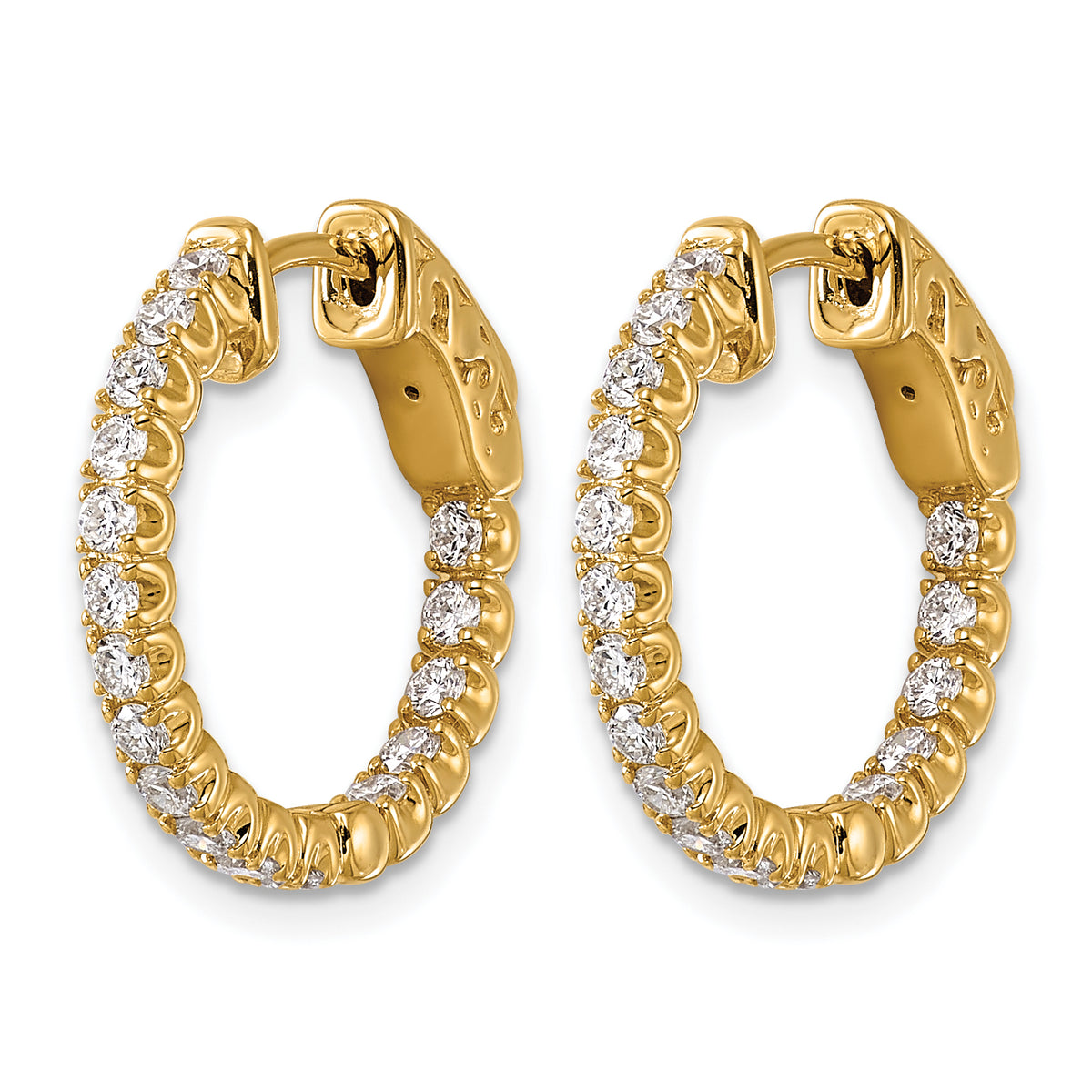 Diamond Hoops with Safety Clasps - 14k Yellow Gold / Diamond / I1 (AA)