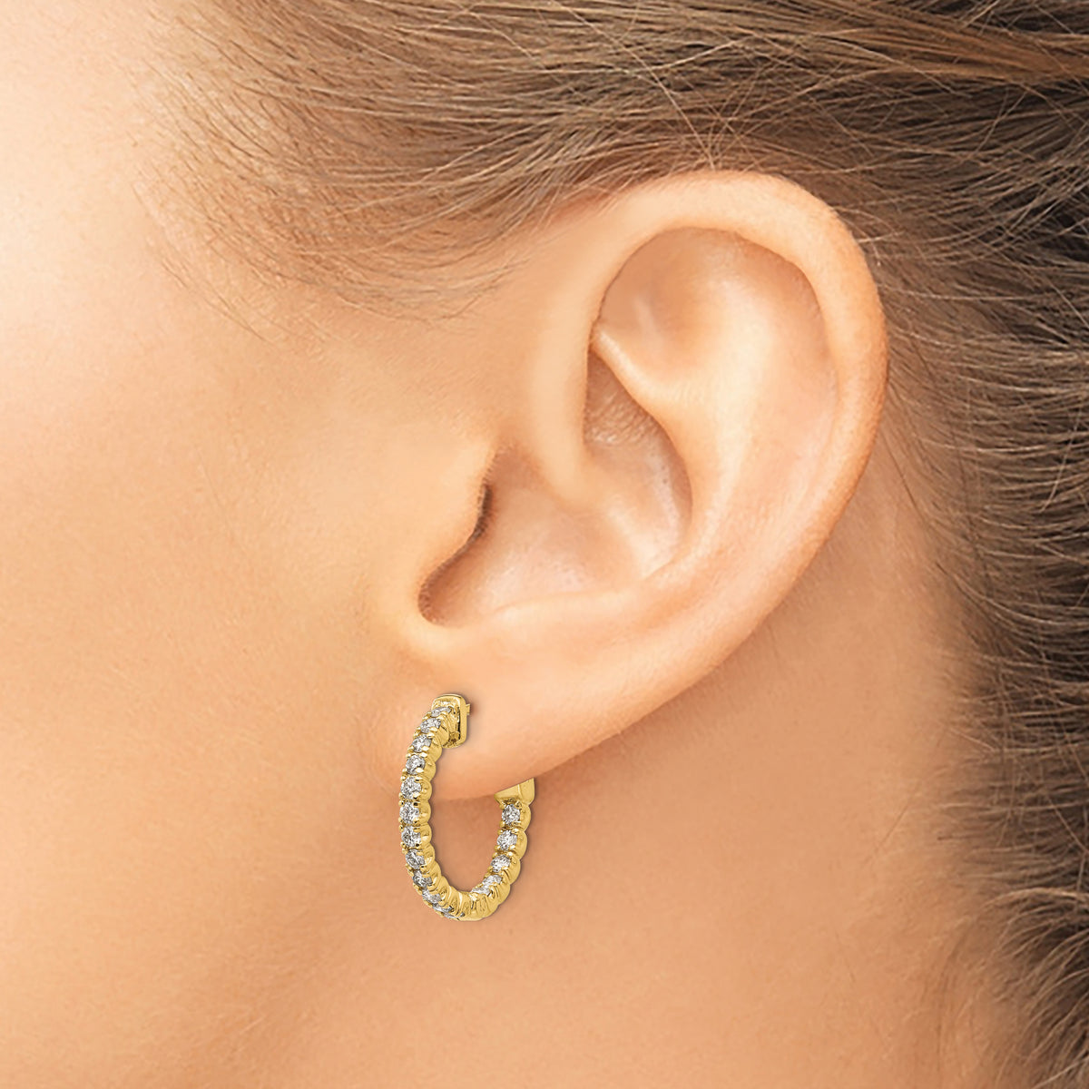 True Origin Lab Grown Diamond Round Hoops with Safety Clasps - 14k Yellow Gold