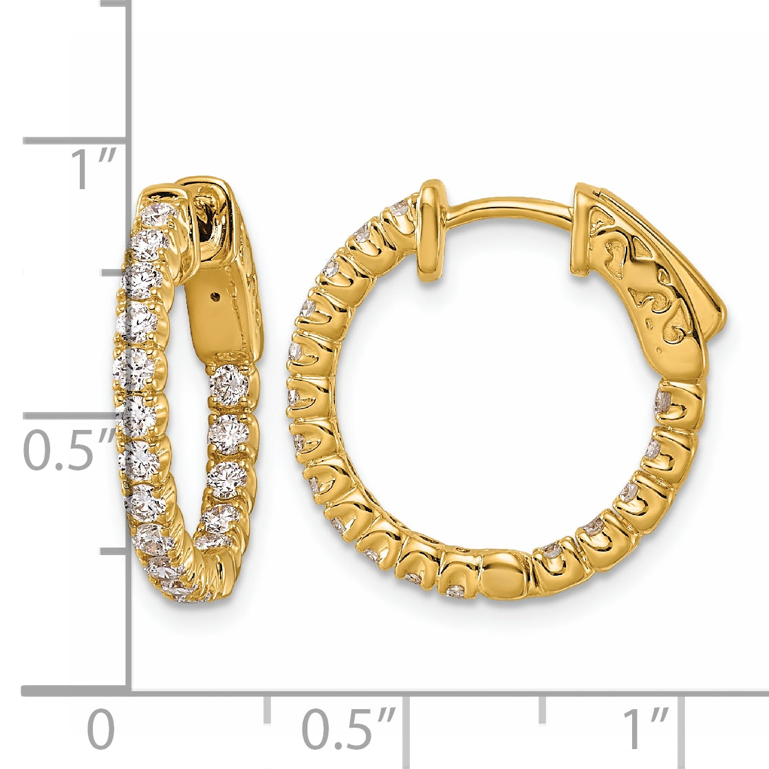True Origin Lab Grown Diamond Round Hoops with Safety Clasps - 14k Yellow Gold