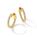 True Origin Lab Grown Diamond Round Hoops with Safety Clasps - 14k Yellow Gold