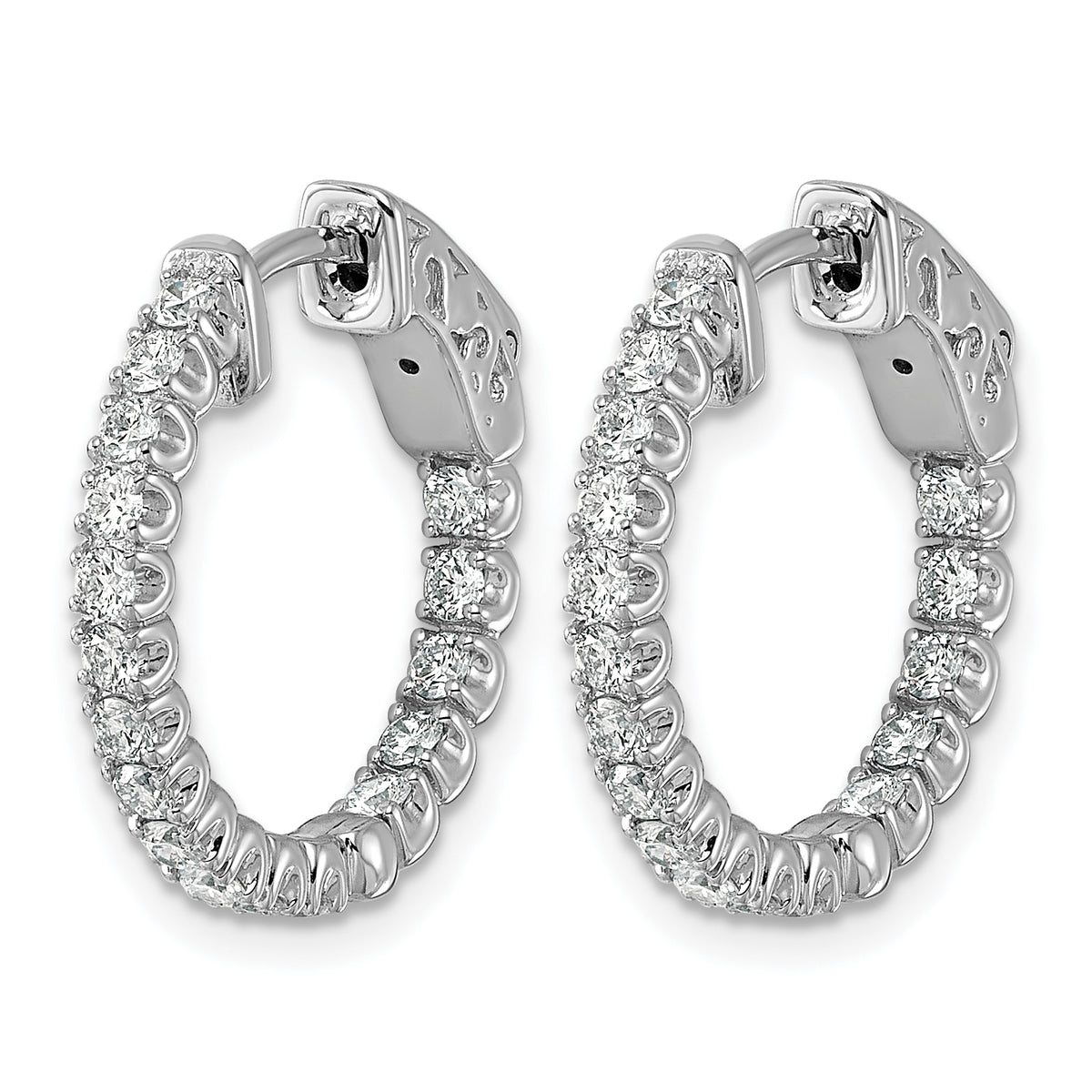 Diamond Hoops with Safety Clasps - 14k White Gold / Diamond, Lab Grown / VS/SI+ G+